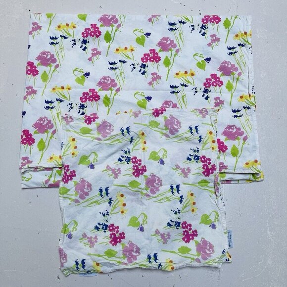 Pomegranate Other - Pomegranate Inc Hand Blocks Tablecloth and 4 Napkins Floral Cotton 58 X 88 Inch